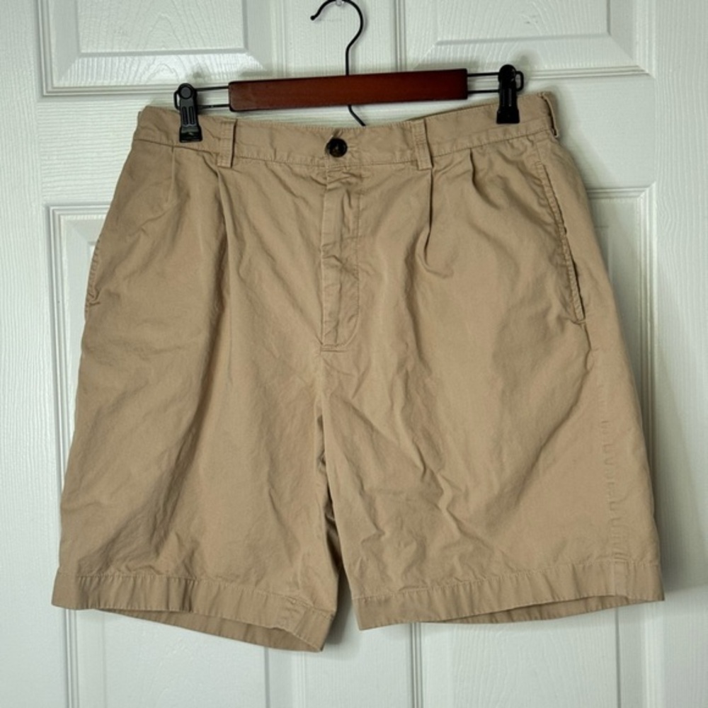 Brooks Brothers 346 Pleated 100% Cotton Chino Shorts Beige Tan Men's W33